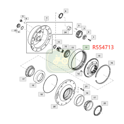 駆動システム 70T R554713 R229687 JD トラクターのリングギア